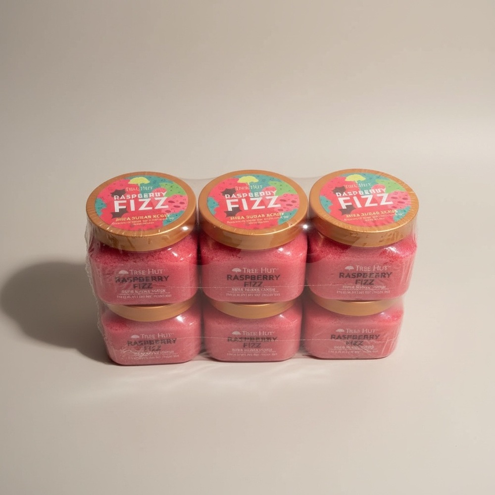 Tree Hut Raspberry Fixz Exfoliating Scrub - Pink Set of 6 - Picture 2 of 5